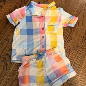 wonder nation yellow blue plaid toddler pj set